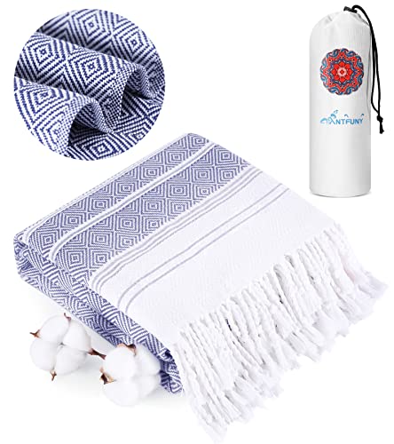 Antfuny Turkish Beach Towels Vacation Essentials Quick Dry Sand Free Soft Extra Large XL Big Blanket Adult Bath Pool Swim Towel Lightweight Thin Sandless Fast Drying No Sand Packable Foldable Blue - color: Thicker Navy, size: 72 x 36 inch