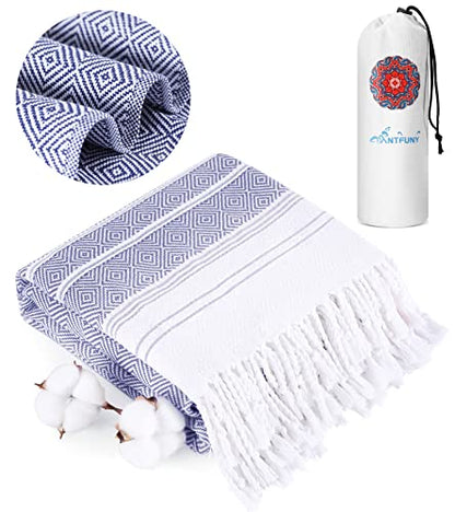 Antfuny Turkish Beach Towels Vacation Essentials Quick Dry Sand Free Soft Extra Large XL Big Blanket Adult Bath Pool Swim Towel Lightweight Thin Sandless Fast Drying No Sand Packable Foldable Blue - color: Thicker Navy, size: 72 x 36 inch