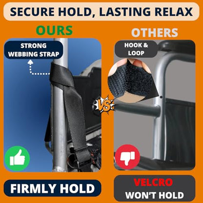 Premium Wheelchair Footrest Hammock, Anti-Slip Foot Sling for Wheelchair Foot Rest Replacement, Adjustable Leg Rest for Rollator w/Rigid Base, Leg Hammock for Walker, Wheelchair Accessories