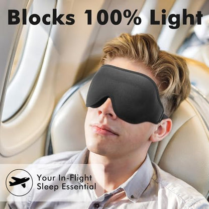 Sleep Eye Mask for Men Women, Weighted Sleeping Mask for Side Sleeper, Travel Blackout Night Blindfold Eye Shade Cover with Adjustable Strap (Obsidian) - color: Obsidian