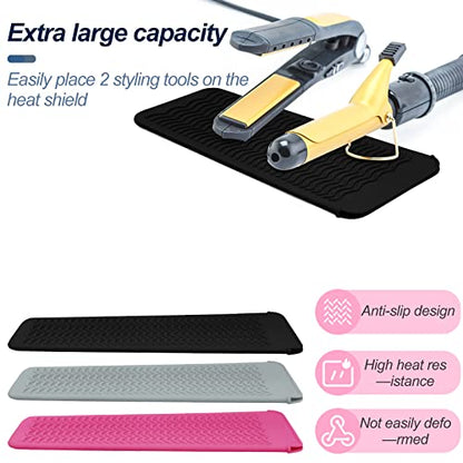 1Pack Silicone Heat Resistant Mat Pouch for Hair Straightener, Curling Iron, Flat Iron and Hot Hair Tools Black - color: Black, size: 1 Pack
