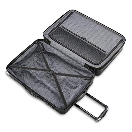 Samsonite Omni 2 24-Inch Medium Checked Hardside Luggage with 360° Spinner Wheels - Scratch Resistant Hardshell - TSA Lock - Expandable Polycarbonate Shell for Lightweight Travel - Midnight Black - color: Midnight Black, size: Checked-Medium Spinner