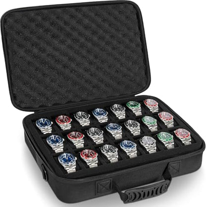 21 slots watch storage box, portable hard watch travel box, watch storage display storage box, padded watch portable box for watches - size: 21 Slots
