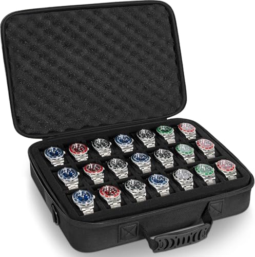 21 slots watch storage box, portable hard watch travel box, watch storage display storage box, padded watch portable box for watches - size: 21 Slots