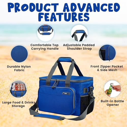 Large Cooler Bag 40-Can Capacity - Portable Soft Cooler Bags Insulated for Travel, Leakproof Collapsible Coolers for Picnic, Beach, Camping & Road Trips, Food & Drinks Travel Cooler Bag