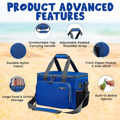 Large Cooler Bag 40-Can Capacity - Portable Soft Cooler Bags Insulated for Travel, Leakproof Collapsible Coolers for Picnic, Beach, Camping & Road Trips, Food & Drinks Travel Cooler Bag