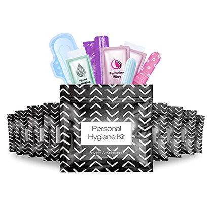 Menstrual Kit All-in-One 10 Pack | Convenience on The Go | Period Kit Pack for Travelling, Tweens & Teenager | Individually Wrapped Feminine Hygiene Product (Black Treads) - color: Black Treads