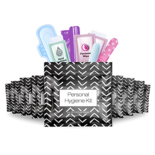 Menstrual Kit All-in-One 10 Pack | Convenience on The Go | Period Kit Pack for Travelling, Tweens & Teenager | Individually Wrapped Feminine Hygiene Product (Black Treads) - color: Black Treads