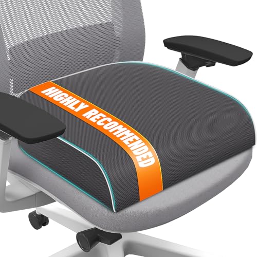 SweetSlubr Seat Cushion for Tailbone Pain Relief, Office Chair Cushion, Memory Foam Large Chair Cushion with Non-Slip Cover for Soft Support at Office Chair, Car Seat, Airplane Grey/2X-Large - color: Gray, size: 2X-Large
