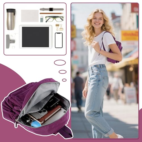 AOTIAN Mini Nylon Women Backpacks Casual Lightweight Small Daypack for Girls - color: Mini Deep Purple