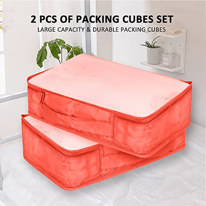 Packing Cubes Set, 2 Pcs Packing Organizers Set for Suitcases (Watermelon red) - color: Watermelon red