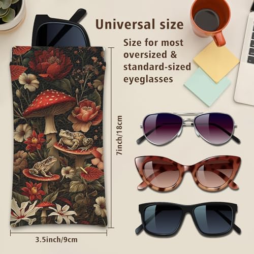Eyeglass Cases 4 Pack,Boho Floral Pattern Sunglasses Case,PU Leather Soft Eye Glass Pouch for Women Men Student - color: Brown