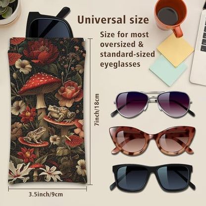 Eyeglass Cases 4 Pack,Boho Floral Pattern Sunglasses Case,PU Leather Soft Eye Glass Pouch for Women Men Student - color: Brown