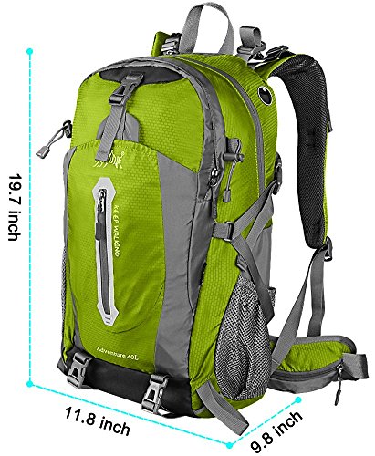 WATERFLY Lightweight Packable Hiking Backpack: 30L Foldable Travel Daypack Ultralight Camping Day Pack for Woman Man - color: Green & Yellow
