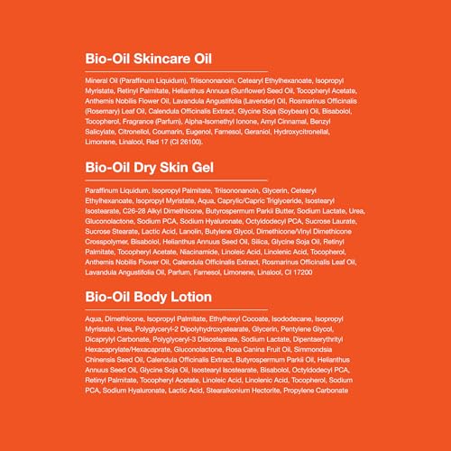 Bio-Oil Skincare Set for Scars, Stretch Marks, and Dry Skin, 3 Pc Travel Size Kit Includes Skin Care Oil (2 oz), Dry Skin Gel (1.7 oz), and Body Lotion (5.7 oz), Pregnancy and Maternity Stretch Marks