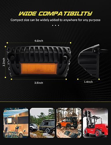 Chelhead 800lm Led RV Porch Light Exterior Utility Light 12V Amber Replacement Lighting Led Scene Lights Compatible with RVs, Traliers, Campers, Roof Rack, Trucks - color: Yellow Light-Black Housing