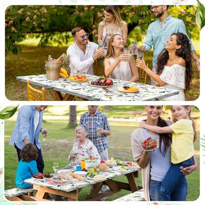 Boao 3 Pcs Vinyl Picnic Table Cover with Bench Cover 6 ft 30 x 72 Inch Waterproof Fitted Tablecloth Flannel Backing Rectangular Elastic Edged for Camping Outdoor Patio Travel(Eucalyptus) - color: Eucalyptus