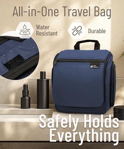 D&D Wanderlust D&D Hanging Travel Toiletry Bag for Men and Women – Cosmetics, Makeup and Toiletries Organizer Kit with 10 Compartments - color: Oxford Blue