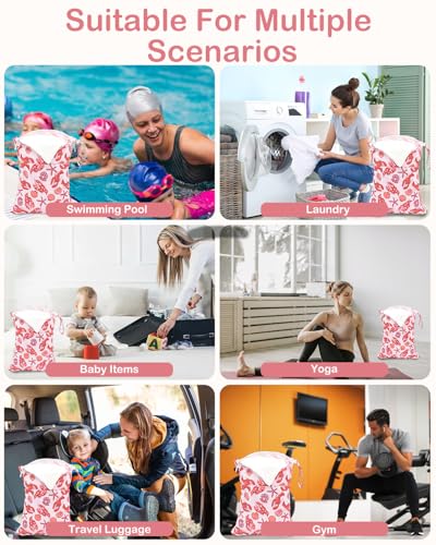 ALVA ALVABABY 2pcs Cloth Diaper Wet Dry Bags Waterproof Reusable with Two Zippered Pockets Travel Beach Pool Daycare Soiled Baby Items Yoga Gym Bag for Swimsuits or Wet Clothes 2LM23 - color: Lobsters and clownfish