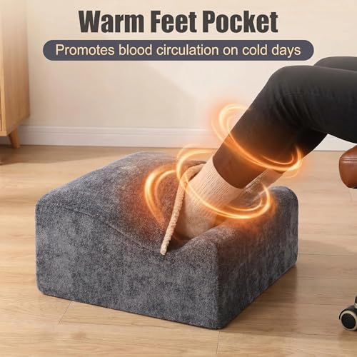 Foot Rest for Under Desk at Work, Office Footrest with Warm Feet Pocket,Ergonomic Under Desk Footrest with Washable Cover, Stool for Office Chair & Back &Pain Relief (Dark Gray+) - color: Dark Gray+
