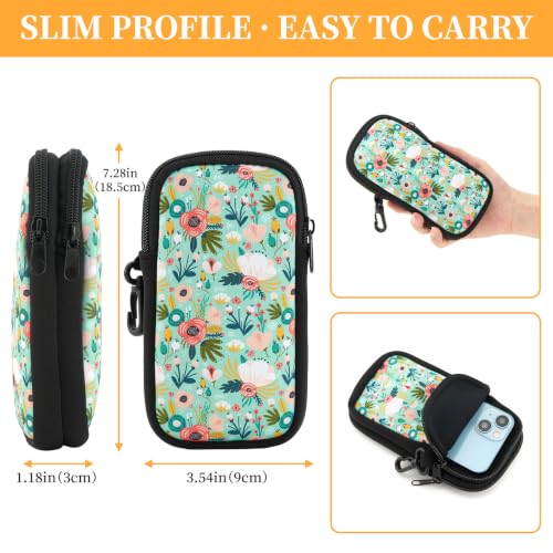 WOZEAH Double Eyeglass Case with 2 Compartments, Travel Eyewear Organizer for Two Pairs of Glasses - color: Green Flower
