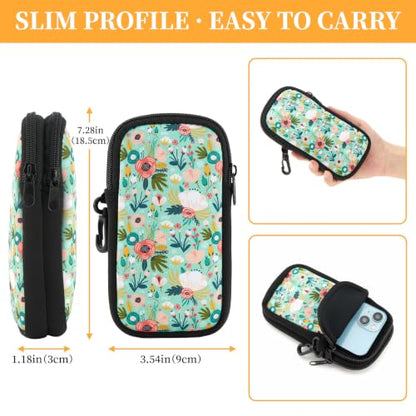 WOZEAH Double Eyeglass Case with 2 Compartments, Travel Eyewear Organizer for Two Pairs of Glasses - color: Green Flower