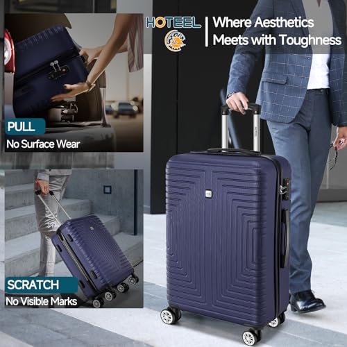 Hoteel Luggage Sets 5 Piece, 4-Year Warranty, Durable Suitcase Set with Spinner Wheels, ABS+PC Hard Shell Lightweight Luggage with TSA Lock, Large Checked Travel Suitcases, Dark Blue((20/24/28/DB/TB) - color: Dark Blue, size: 20/24/28/TB/（DB/BP）
