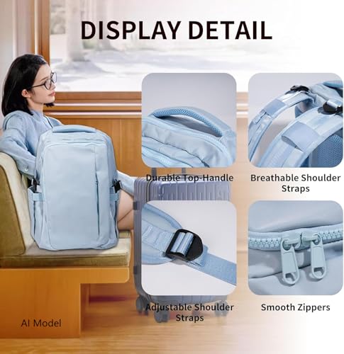 Travel Backpack for Women Men Carry on Backpack, Airline Approved Large Travel Bag Flight Approved Personal item, 15.6 Inch Laptop Backpack Casual Daypack for Weekender Business Hiking-BLUE - color: Blue