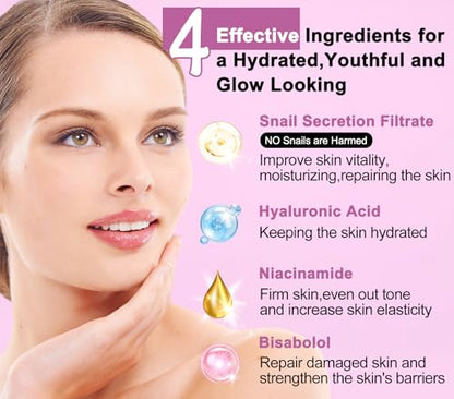 Skin Care Sets for Women,Gentle 6PCS Skincare Set with Korean Snail Secretion Filtrate,Anti Aging & Hydrating Repair Soothe Moisturize for Dull Skin & Fine Lines,Self Face Skin Care Birthday Gift - size: 6 PCS SET