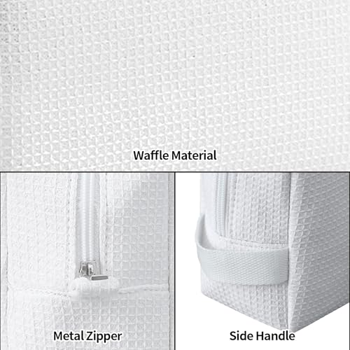 DYSHAYEN Waffle Makeup Pouch Bag, Small Travel Cosmetic Bag, Gifts for Women Bridesmaid,Wedding,Christmas (White) - color: White