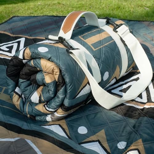 Genovega Waterproof Picnic Blanket Outdoor Camping Beach Mat Rug Extra Large Foldable Car Essential Roadtrip Gadget Accessories Glamping Tent Gear Must Haves Hiking Stuff Backpacking Necessities Gift - color: Boho Green