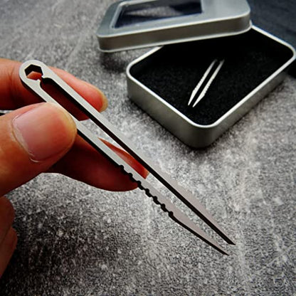 Canku 2pcs Mini Tweezers Portable Titanium Alloy EDC Survival Camping Outdoor Travel Tool(Silver) … - color: Silver