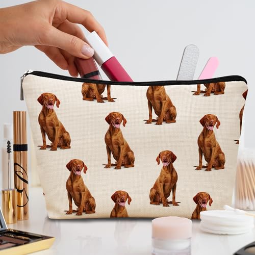 Vizsla Dog Makeup Bag, Vizsla Lovers Gifts Cosmetic Bag for Women, Dog Mom Lovers Owner Gifts for Women Christmas, Pet Lover Gift Zipper Travel Makeup Pouch for Purse - color: vizsla