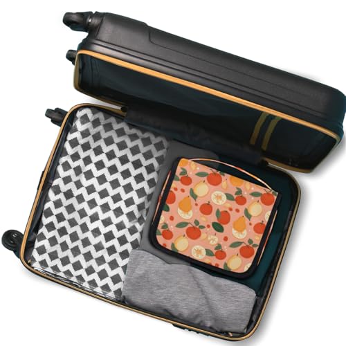 Hanging Travel Toiletry Bag for Women, Citrus Fruit Pattern Water Resistant Polyester Organizer with Hook & Handle, Large Capacity Cosmetic Bag for Travel, Gym, Camping - color: Citrus Fruit Pattern