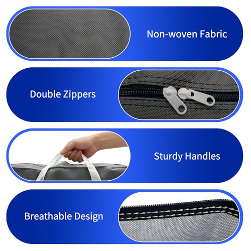 6 Pack Moving Bags, Sturdy Packing Bags for Moving with Handles, Zippers, Foldable Storage Totes for Clothes, College and Dorm, Gray, 26.77 x 9 x 19 in