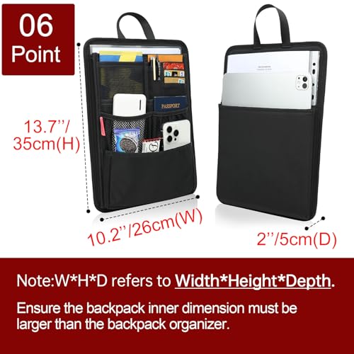 Stiff Backpack Insert Organizer for Men Women Bag In Bag,Thin Water-repellent Nylon 13.7''x10.2''x2''-Black - color: Black