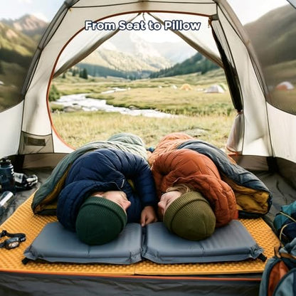 Portable Self-Inflating Stadium Seat Cushion, Memory Foam Sit Pad, Lightweight Travel Seat Pad for Bleachers, Camping, Hiking, Office Chair & Airplane - 16x13 inches Gray