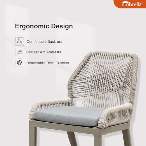 PURPLE LEAF 9 Pieces Patio Dining Set Aluminum Rectangular Table and Wicker Chairs with Cushions for Kitchen Porch Garden Modern Outdoor Furniture Sets, Light Grey - color: Light Grey, size: 9 PCS, style: Rectangular