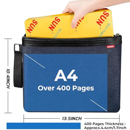ECHSRT File Folder Document Organizer for Travel, Document Bag Zipper Pouch for Men & Women Blue - color: Blue