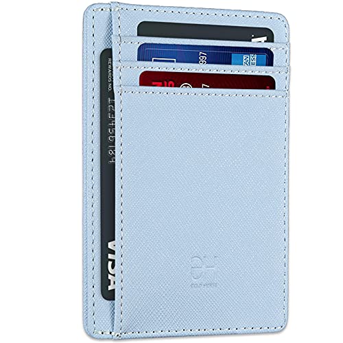 GH GOLD HORSE Slim RFID Blocking Card Holder Minimalist Leather Front Pocket Wallet for Women | Slim - color: Blue