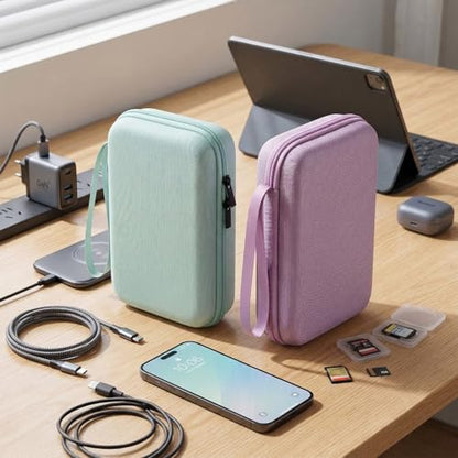 Hard Electronics Organizer Shockproof Carrying Case for MacBook Power Adapter Chargers Cables Power Bank Apple Magic Mouse Apple Pencil USB Flash Disk SD Card Hard Drive Accessories Bag, Purple - color: Purple