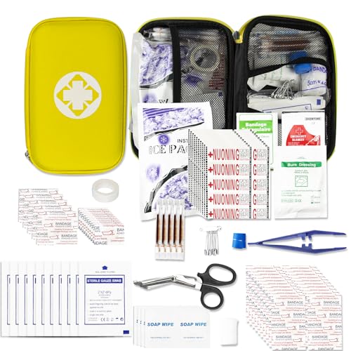 First Aid Kit Car Home Emergency Essential Kits - 277Pcs Basic Hiking Supplies Survival Gear First Aid Set Camping Backpacking Sports Yellow YIDERBO - style: 275Pcs-Yellow