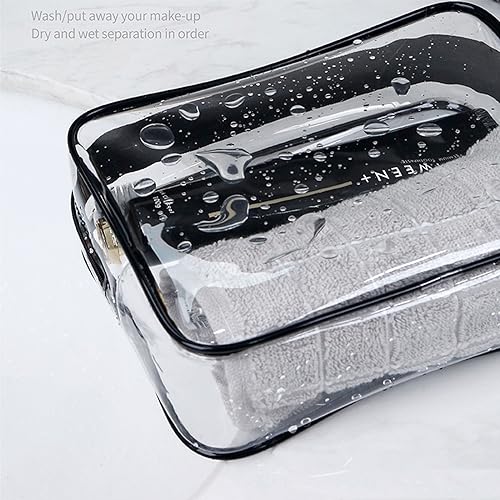 Tergy 20 Packs Clear Cosmetics Bags for Women Men Waterproof Toiletry Bags PVC Makeup Bags Organizer Case with Zipper for Travel Bathroom (Black&White) - color: 20 Black&White