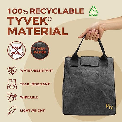 VonNova Women’s Insulated Lunch Bag with Premium 4mm Cooler Insulation, Cute Large 7L Lunch Tote for Office, Durable Small Lunch Box for Women, Stylish Lunchbox for Adults, Teens, Nurses, Teachers - color: Black