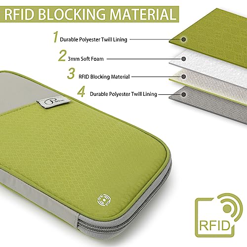 VanFn RFID Travel Passport Wallet, Family Passport Holder, Trip Document Organizer P.Travel Series - color: Green