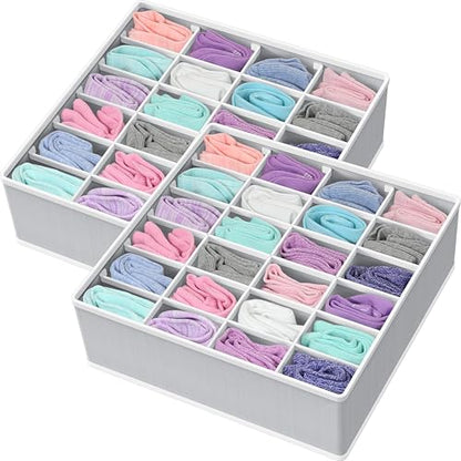 Simple Houseware 2 Pack Closet Sock Organizer, 24 Cell Drawer Divider, Gray - color: Gray, size: 2 Pack