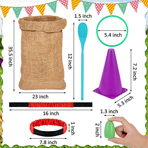 Sumind 40 Pcs Outdoor Games Burlap Potato Sack Race Bags Field Day Games Legged Race Bands Egg and Spoon Outdoor Picnic Carnival Lawn Backyard Activities for Adults Kids