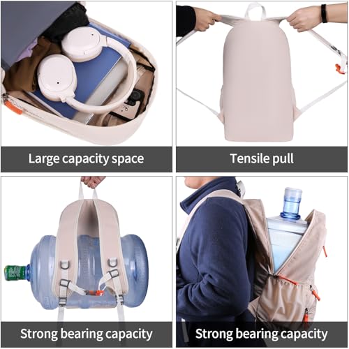 FENGDONG 35L Lightweight Foldable Waterproof Packable Travel Small Hiking Backpack Daypack for men women - color: Beige Orange