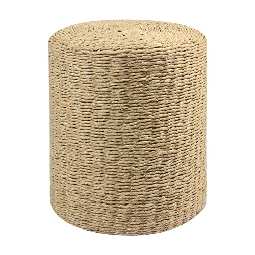 Wimarsbon Decor Round Pouf Ottoman Single Strand Paper Rope Pouf Footrest, Foot Stool, for Bed Room Living | Room | Accent Seat (Brown Paper Rope - color: Brown Paper Rope