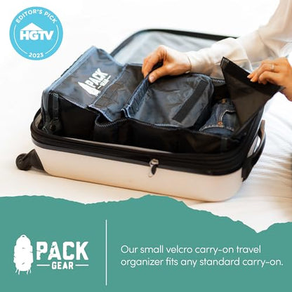 Pack Gear Hanging Luggage Organizer - Our Carry On Closet Insert Fits Any Carry-On - Our Hanging Luggage Organizer Uses Velcro to Allow Quick Access to your Clothes (Solid Black) - color: Black